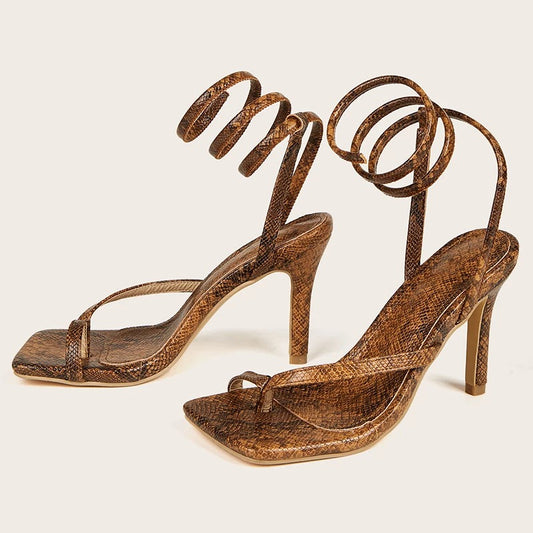 Nia Brown Snake Heel